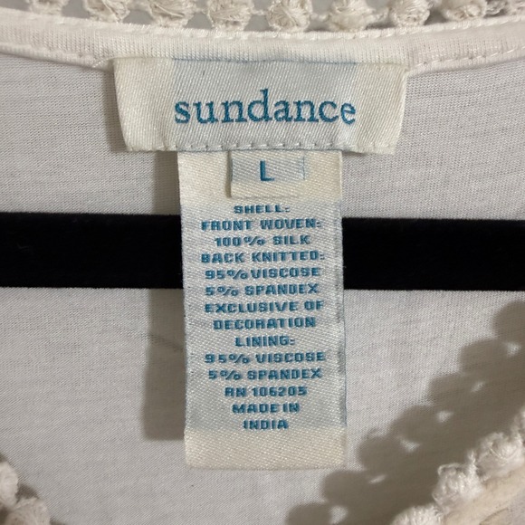 Sundance Women Silk Front Floral Embroidered V-Neck Top Ivory Size L Boho Mixed - Picture 6 of 13